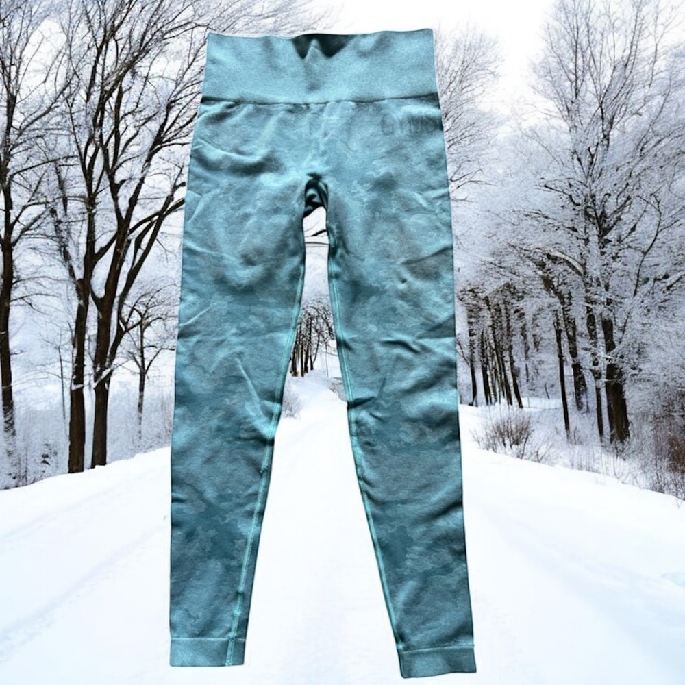 Gymsharkโ Camo Seamless Leggings Teal Blue Size S